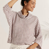 100% Linen Dropped Collar Long-Sleeve Top TRISTAN