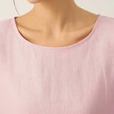 100% Linen Round Neck Back Opening Top URIELLE