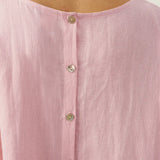 100% Linen Round Neck Back Opening Top URIELLE