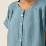 100% Linen Short Sleeve Crew Neck Shirt FINA