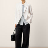 100% Linen Striped Patchwork Pleat Shirt THEA