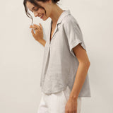 100% Linen Blazer-Inspired Pullover Top DINA