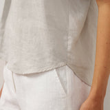 100% Linen Blazer-Inspired Pullover Top DINA