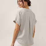 100% Linen Blazer-Inspired Pullover Top DINA