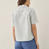 Linen Double-Breasted Artistic Stripe Shirt JUNO