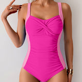 Maclair & Co. - Women One Piece Swimsuit Ruched Tummy Control Bathing Suit Slimming Color Block Swim Suit Swimwear