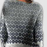 Prudence - Grey Vintage Sweater with Honeycomb Pattern
