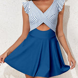 Maclair & Co. - Women's One Piece Swimsuit Ruffle Cutout Swimdress Tummy Control V Neck Wrap Swimwear