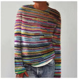 Isobel - Vintage Sweater with Fine Rainbow Stripes