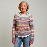 Abigail - Pink and Yellow Vintage Sweater with Fair Isle Bands