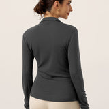 Wool Asymmetric Side Ruched Stretch Top BRIONY