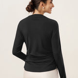 Wool Mock Neck Waist Pleat Top ISOLDE