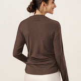 Wool Mock Neck Waist Pleat Top ISOLDE