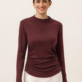 Wool Mock Neck Waist Pleat Top ISOLDE