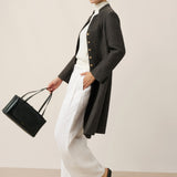 Linen Mandarin Collar Button-Up Long Shirt Jacket JORDAN