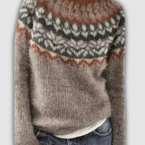 Susan - Beige Vintage Sweater with Rust Yoke