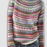 Paula - Vintage Sweater with Pastel Fair Isle Bands