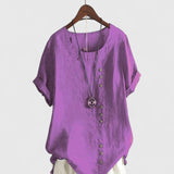 Elisavie - Comfortable Short Sleeve Blouse