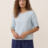 100% Linen Elbow Sleeve Pullover Top NOLA