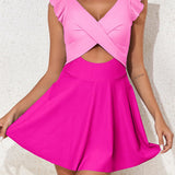 Maclair & Co. - Women's One Piece Swimsuit Ruffle Cutout Swimdress Tummy Control V Neck Wrap Swimwear