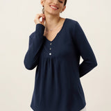 Bamboo Viscose Textured Pleated Shell Accent Stretch Top ZINNIA