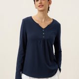 Bamboo Viscose Textured Pleated Shell Accent Stretch Top ZINNIA