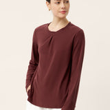 Wool Lyocell Twisted Neck Pullover Top NERISSA