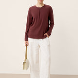 Wool Lyocell Twisted Neck Pullover Top NERISSA