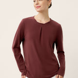 Wool Lyocell Twisted Neck Pullover Top NERISSA