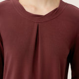 Wool Lyocell Twisted Neck Pullover Top NERISSA