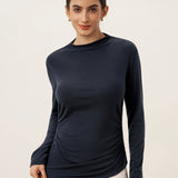 Wool Mock Neck Waist Pleat Top ISOLDE