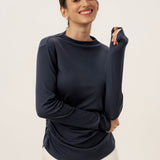 Wool Mock Neck Waist Pleat Top ISOLDE