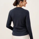 Wool Mock Neck Waist Pleat Top ISOLDE