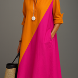 Sabrina - Stylish Cotton Midi Dress