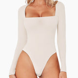 Square Neck Sculpting Bodysuit Second Skin Fit Seamless Thong