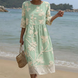 Gabi - Midi Dress with Plant and Flower Print