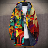 Pauline - Multicoloured Cubist Cat Print Jacket
